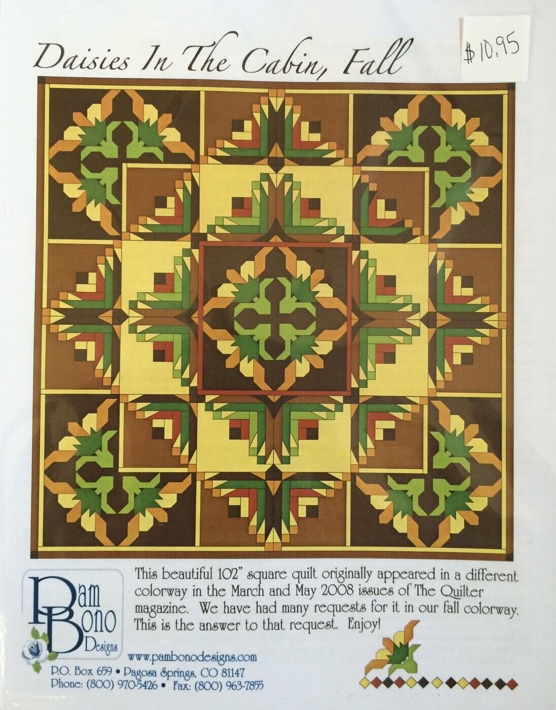 Daisies In The Cabin, Fall Quilt Pattern Leaflet by Pam Bono Designs eBay