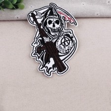Grim Reaper SKULL with GUNS Ghost rifle Sew /Iron on Patch B004