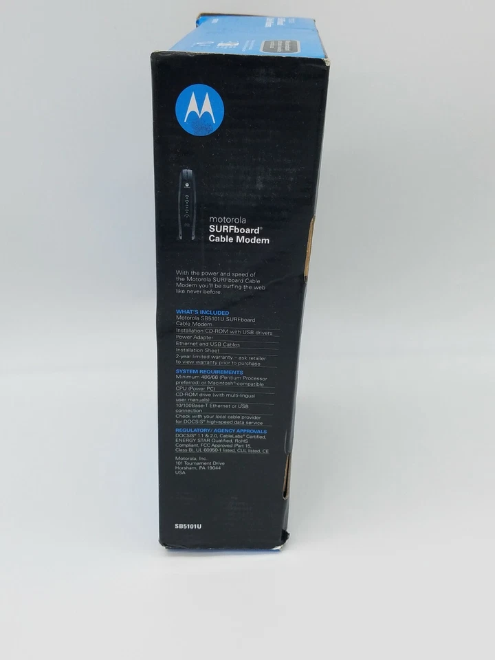 Open Box Motorola SURFboard SB5101u Cable Modem W/ Power Cord And Ethernet Cable - Image 3 of 4