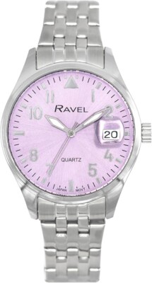 Ravel Plus - Women's 34mm Round 3ATM Calendar Watch with Sapphire Coated Lens an