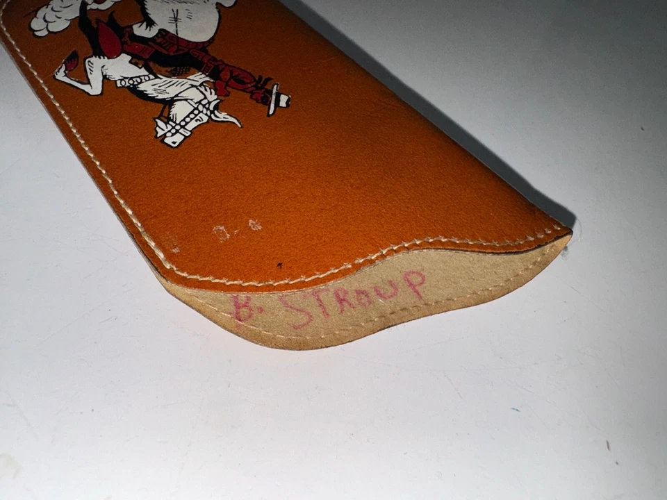 Estuche de gafas marrón vintage para niños con vaquero y caballo blanco fidelidad EE. UU. Foto 4 de 4