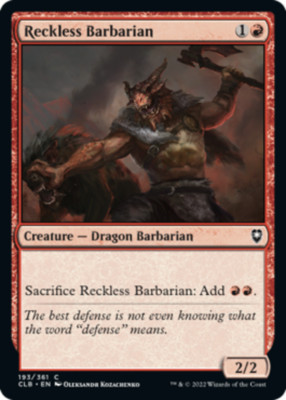 Reckless Barbarian, Commander Legends: Battle for Baldur's Gate NM x 1 MTG 