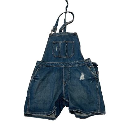 Topshop moto blue denim short overalls