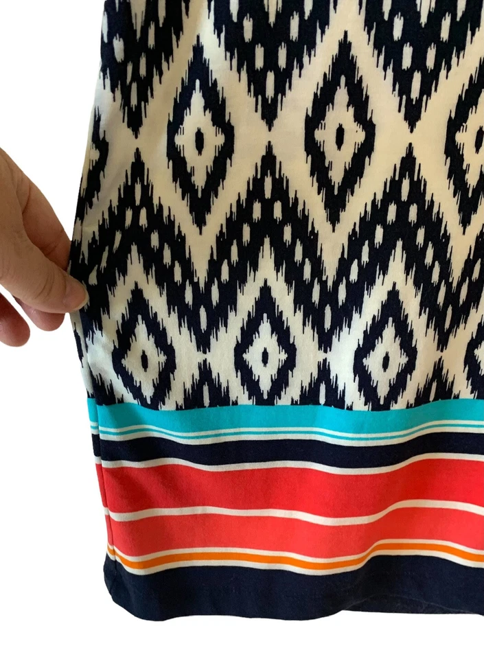 C&C California Blue + White Geometric Print Shift Dress Size Large - Image 4 of 4