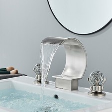 Brushed Nickel Widespread Bathroom Faucet 3Hole Sink Vanity Mixer Faucet