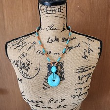 Faux Turquoise Color  Bead Necklace Jewelry