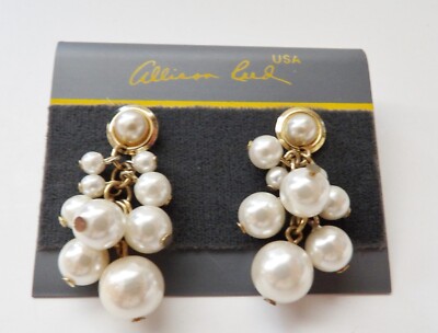 Allison Reed Faux Pearl Dangle Earrings Pierced NEW