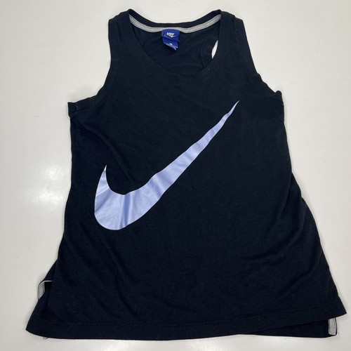 Vintage Nike Racer Back Tank Top Black Nike Purple Swoosh Size Small Womens