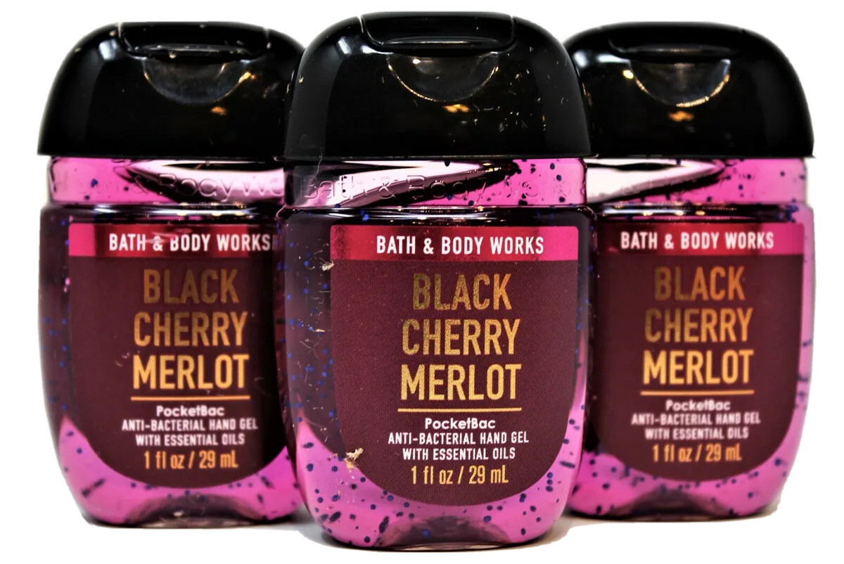 X3 Bath Body Works Pocketbac Hand Sanitizer Anti Bac Gel Black Cherry