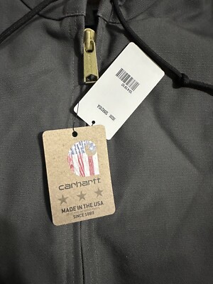 Carhartt Men's Light Gray Zip-up Hooded Jacket J140-GVL size