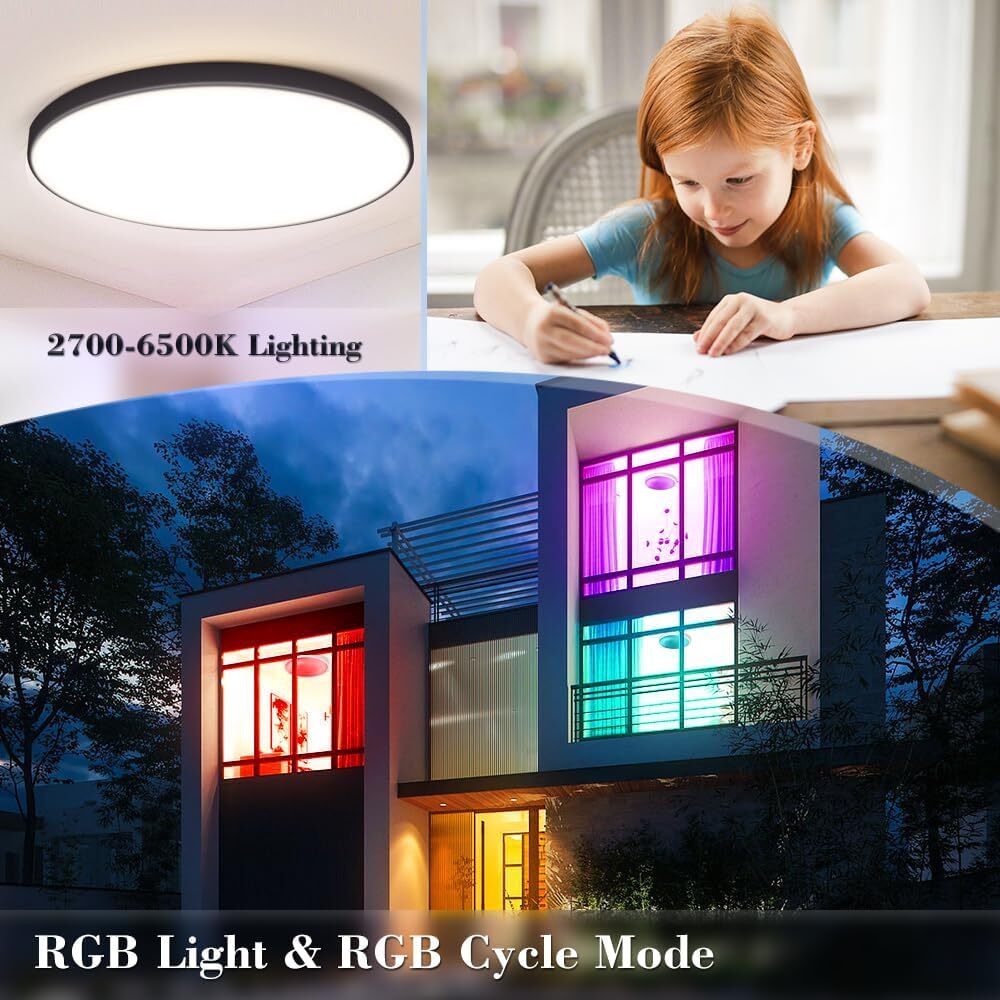 RGB LED Ceiling Light 36W Ceiling Lights with Remote Control Bathroom