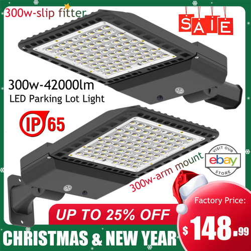 LED Parking Lot Light 300W, 200W LED Street Lighting with Dusk to Dawn Photocell - Picture 1 of 20