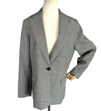 Pendleton Womens Glen Plaid 100 Virgin Wool Blazer Jacket Size 16 White Black