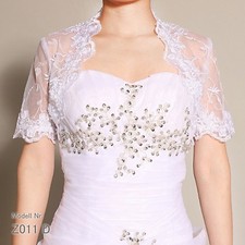 Brautjacke Bolero Jacke Lace Spitze weiß ivory schwarz langarm Lafairy 2024