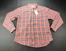 The Normal Brand Men's Medium Rust Navy Long Sleeve Button Down Pocket Shirt New