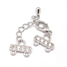 Necklace Layering Clasps 2 Lines 4-Holes CZ Lobster Claw Chain Extender, 2 pcs