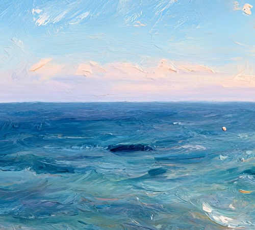 Sparkling Sea Shore Scene 5"x7" Print on Matte Paper | Peaceful Coastal Painting - Picture 12 of 17