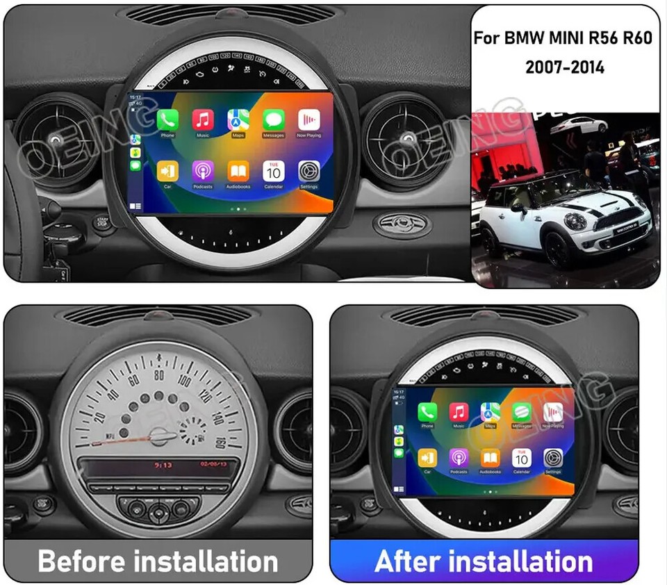 Android 12 Car Stereo Radio Navi CarPlay For BMW Mini Cooper R56 R60 ...