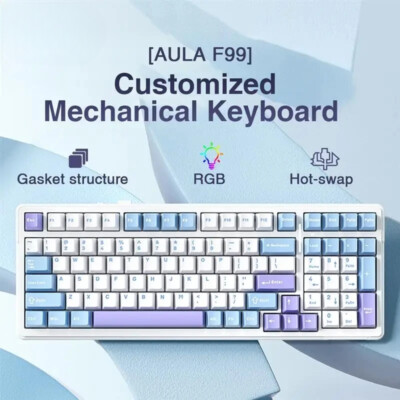 Gaming Mechanical Keyboard Three Mode 2.4g Wireless Bluetooth Wired Hot Swap PBT