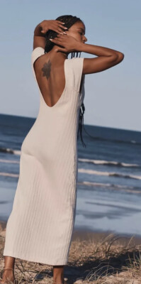 winter knitted chiffon dress Blue Stretch Knit Chiffon Off-shoulder Maxi Dress With Slit Hem main image 1