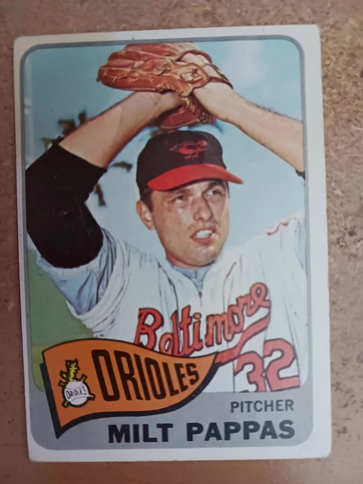 Lot of 9 1965 Topps BALTIMORE ORIOLES  vintage cards  MILT PAPPAS - Image 2 of 4
