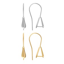 Sterling Silver Fish Earring Hooks with Pinch Bail 26.5x11mm  Findings