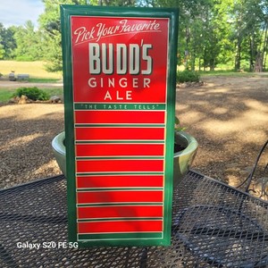 Vintage Budd's Ginger Ale Soda Sign Menu Board Dinner 
