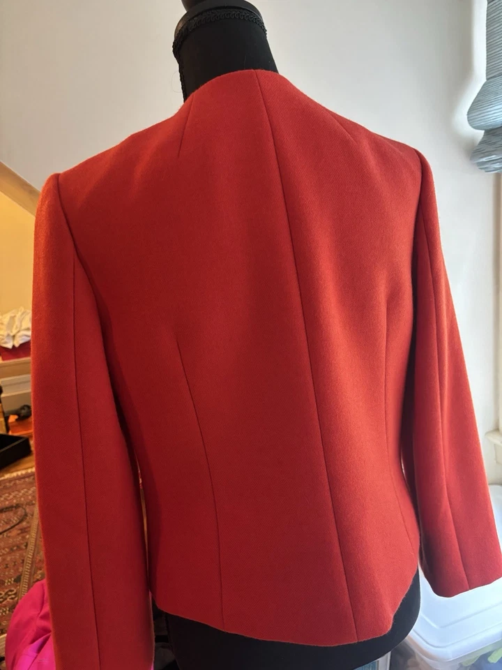 J. Crew 橙色羊毛西装外套 Astrid Liberty 花卉细节衬里女式 8 码 — 第 2/2 张图片