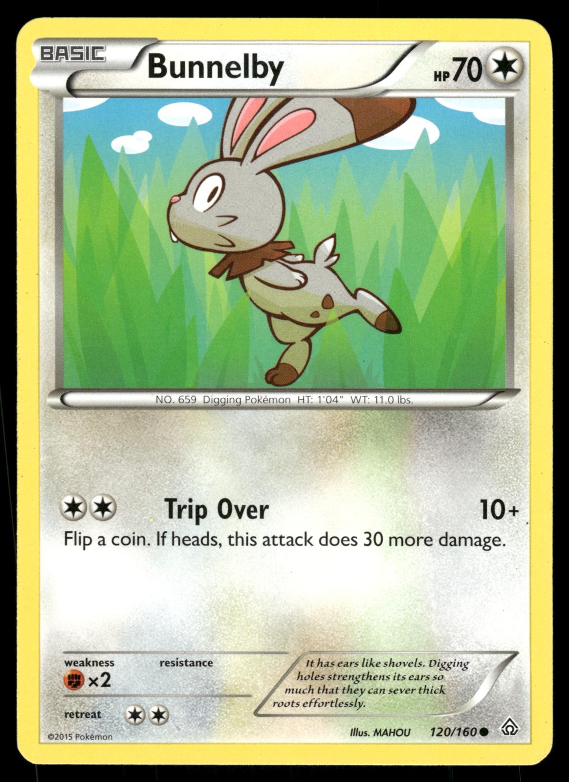 Bunnelby 120/160 Common Primal Clash Pokemon Moderately Played