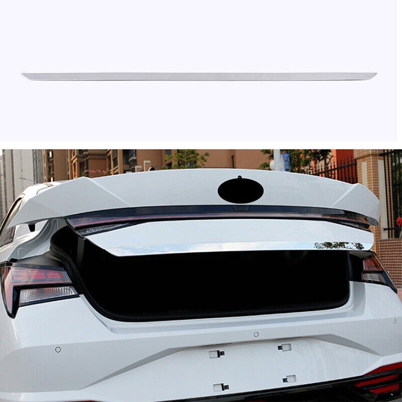 For Hyundai Elantra 2021-23 Chrome Steel Rear Door Trunk Lid Tailgate Strip Trim