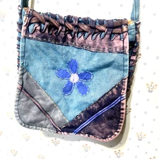 Hippie Crossbody Bag Nepal Patchwork Purse Rustic Distressed Adjustable Strap