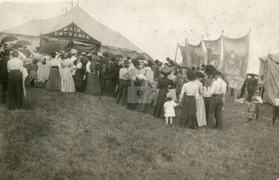 Crowd Outside Circus Tent IN Indiana c1912 RPPC Photo Postcard COPY