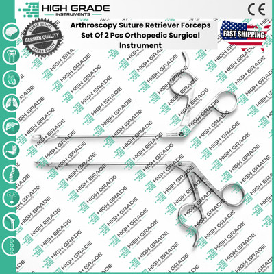 Arthroscopy Suture Retriever Straight & Penetrator 15° Up Forceps, 2 Pcs set