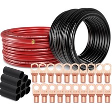 4 Gauge Copper Clad Aluminum Power Ground Wire 25ft Red Black Automotive Cable