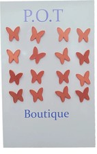 Rose Gold Butterfly Stud Earrings/Jewelry For Girls/Teens/Adults/8 Pairs/Gifts