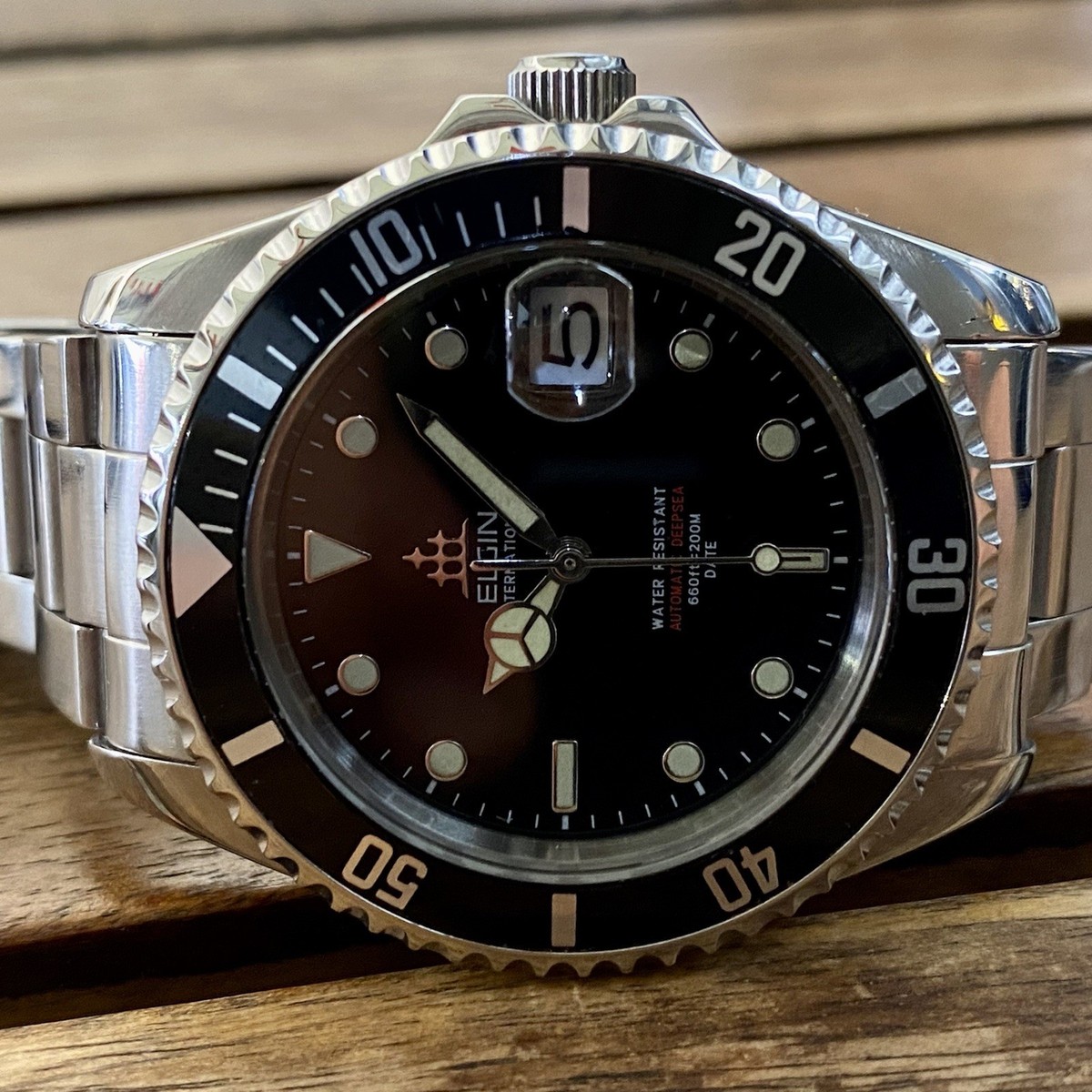 1円スタート 稼働品 ELGIN エルジン メンズ 腕時計 FK-531-F デイト 【1213o F7520】 ELGIN ELGIN エルジン FK-531-F 自動巻き　腕時計