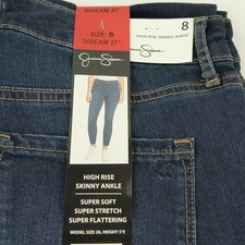 Jessica Simpson Ladies' High Rise Ankle Length Skinny Jeans Size 8 Blue DarkWash