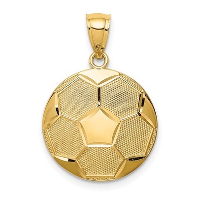 14k Gelbgold gewölbter Fußball Anhänger