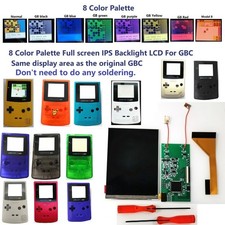 Full Size 8 Colorful Backlight LCD For Game Boy Color  Pre-cut Shell Case