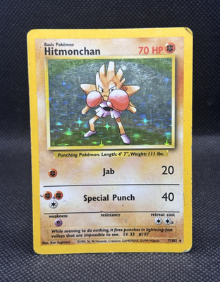 Hitmonchan 7/102 Holo Rare Unlimited - Base Set 1999 70 HP English