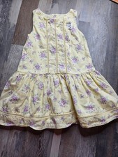 Janie And Jack Girls 5 Easter 2025 Yellow Dress Purple Flowers Lined