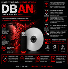 DBAN Hard Drive Eraser LIVE USB CD Nuke, Remove, Destroy, Drives LATEST