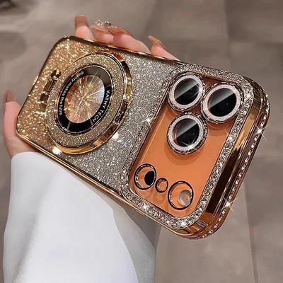 For iPhone 17 Pro Max 16 15 14 13 12 Shockproof Bling Mag Safe Case Lens Cover