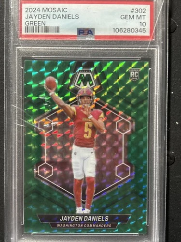 2024 Panini Mosaic - Rookies Jayden Daniels #302 Green Mosaic Prizm (RC)