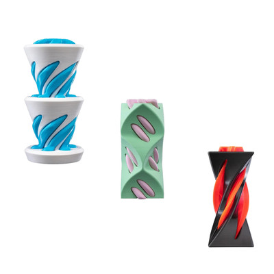 3D Printed Helix Illusion Sculpture Set   3 Unique Pieces   Fidget Decor