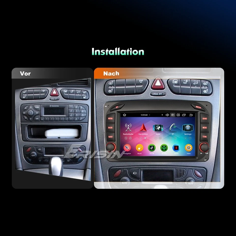 Android 14 DAB+ Autoradio CarPlay 64GB Navi Mercedes C/CLK/G/A Klasse W209 Viano - Bild 3 von 4