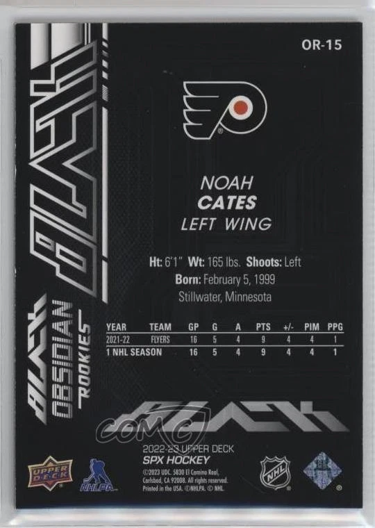 2022-23 SPx UD Black Obsidian Rookies /499 Noah Cates #OR-15 RC - Image 2 of 2