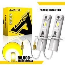 2PCS H3 LED Headlight Foglight Bulbs Kit 3000K Gold Yellow High Low Beam Light