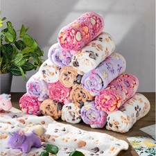 Warm  Soft Fluffy Fleece Flannel Pet Cat Small Dog Blanket Mat 24x16" SMALL 4pk