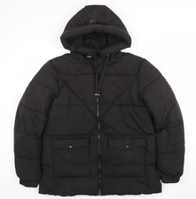 Matalan Women's Black Puffer Jacket Size 16 Hooded Winter Coat